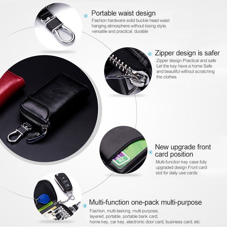 9105 Waist Hanging Large-capacity Zipper Leather Keys Holder Bag Multi-function Wallet (Brown) by bashfashion