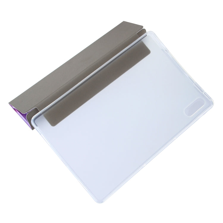 For Lenovo Tab P11 Pro (TB-XJ706F) Coloured Drawing Pattern Horizontal Flip Leather Case with Three-folding Holder(Purple Butterflies) by bashfashion