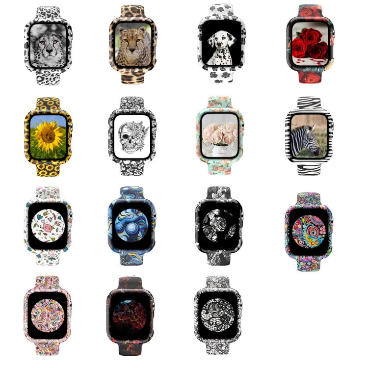 Silicone Printing Integrated Watch Case Watch Band For Apple Watch Series 3 & 2 & 1 38mm(Black Leopard) by bashfashion