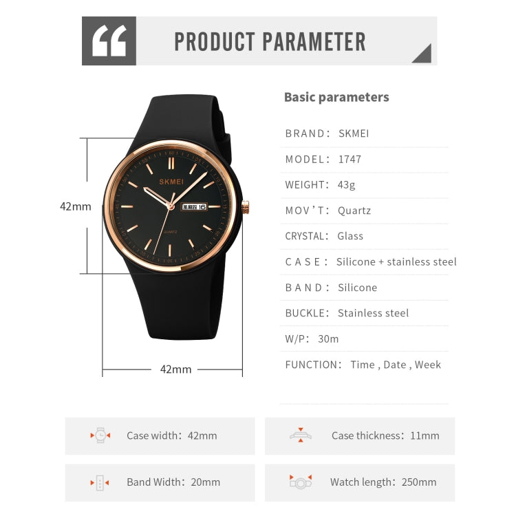 SKMEI 1747 Simple Bar scale Dial Silicone Strap Quartz Watch for Ladies(White) by SKMEI