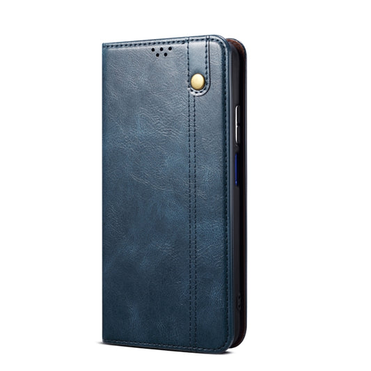 For Samsung Galaxy A73 5G Simple Wax Crazy Horse Texture Leather Phone Case(Navy Blue) by bashfashion
