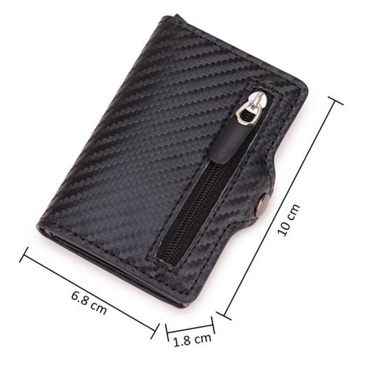C1911H9 RFID Multi-card PU Leather Metal Card Package(Carbon Fibers Black) by bashfashion