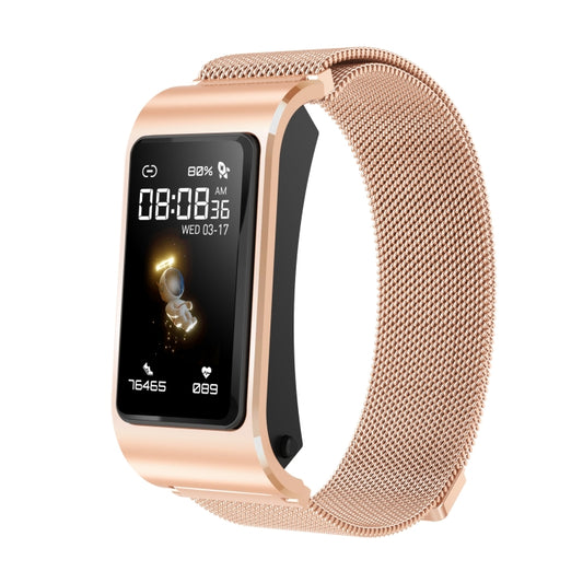 H21 1.14-inch Steel Band Earphone Detachable Smart Watch Support Temperature Measurement / Bluetooth Call / Voice Control(Gold) by bashfashion