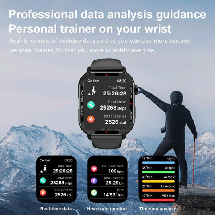 G96 1.85 inch HD Square Screen Rugged Smart Watch Support Bluetooth Calling/Heart Rate Monitoring/Blood Oxygen Monitoring(Grey) by bashfashion