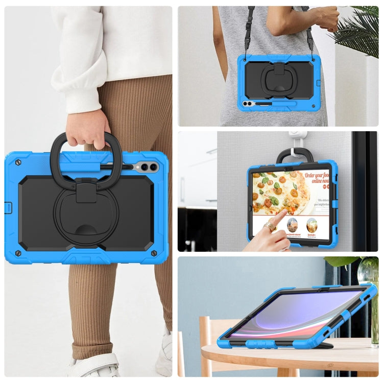 For Samsung Galaxy Tab S9+ / S10+ D Type Silicone Hybrid PC Tablet Case with Handle Holder(Light Blue) by bashfashion