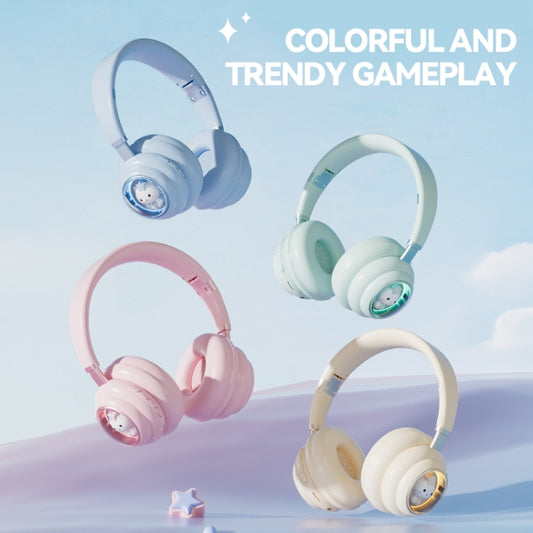 KE-30 RGB Head Mounted Wireless Bluetooth Headset(Blue) by bashfashion