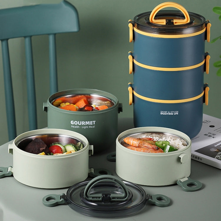 Single-Layer 1000ml 304 Stainless Steel Insulated Bowl Student Plastic Shell Lunch Box(Blue) by bashfashion