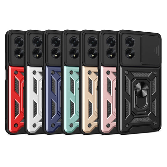 For OPPO A38 4G Global Sliding Camera Cover Design TPU+PC Phone Case(Red) by bashfashion