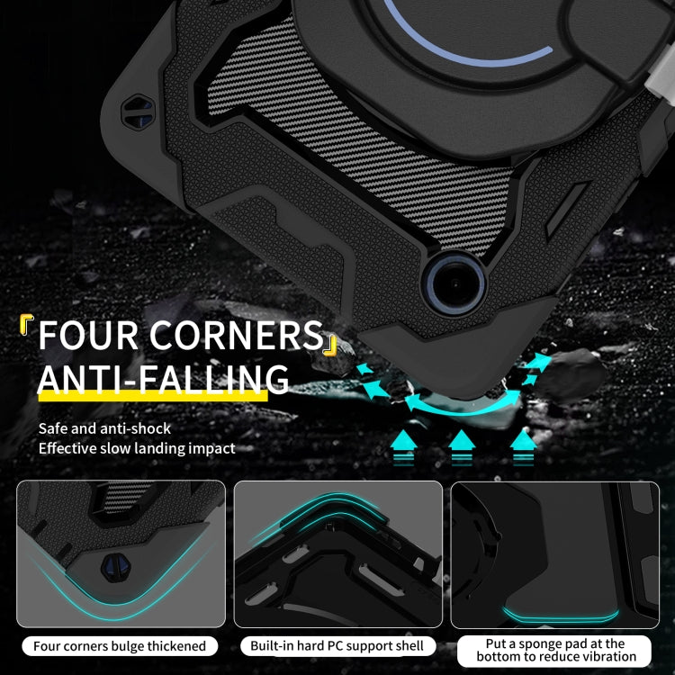 For Samsung Galaxy Tab A9 Armor Portable Rotating Ring Holder Silicone Tablet Case(Black) by bashfashion