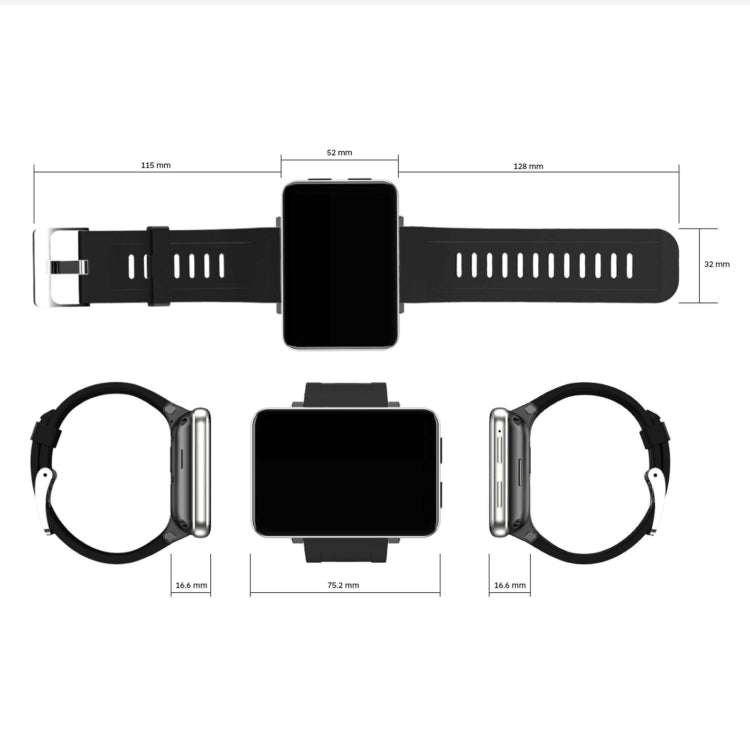 DM100 2.86 inch IPS Full Screen Smart Sport Watch, Support Independent Card Insertion / Multiple Sports Modes / Heart Rate Monitoring / Step Counting, Memory:RAM 3GB+ROM 32GB(Black) by bashfashion