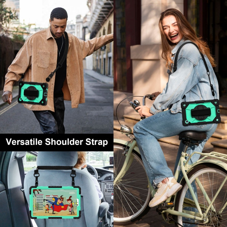 For Samsung Galaxy Tab A9 Contrast Color Robot C2 Silicone Hybrid PC Tablet Case(Black Mint Green) by bashfashion