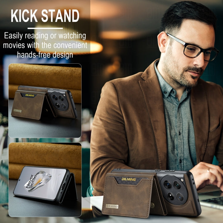 For OnePlus 12 DG.MING M2 Series 3-Fold Multi Card Bag + Magnetic Phone Case(Coffee) by DG.MING