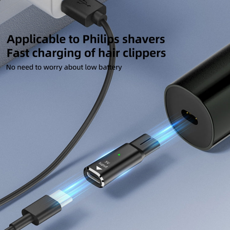 Shaver / Clipper Charging Adapter for Philips, Interface:Type-C to 5V Oval(Black) by bashfashion