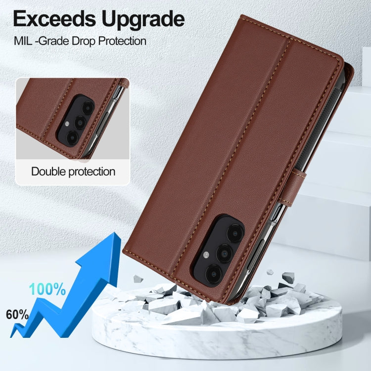 For Samsung Galaxy A14 4G / A14 5G LC.IMEEKE L2 Series Detachable Magsafe PU Phone Case with Lanyard(Brown) by LC.IMEEKE