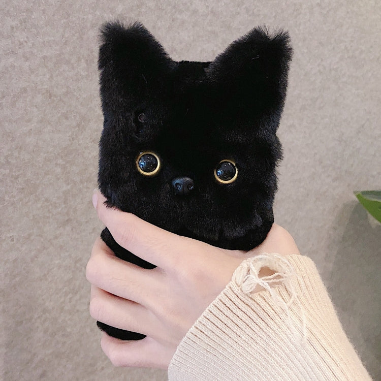 For iPhone 12 mini 3D Cute Cat Plush Full Coverage Phone Case(Black) by bashfashion