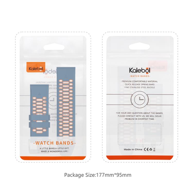 For Garmin Fenix 7 22mm Kalebol Three Rows Hole Two Color Silicone Watch Band(Orange Black) by Kalebol