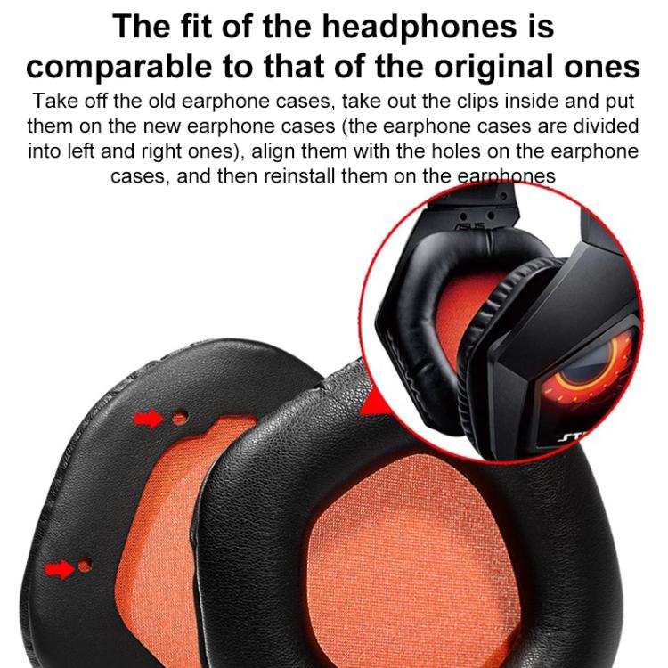 1 Pair Snap-on Replacement Earpads For ASUS ROG Strix7.1, Material:Ice Silk Fabric(Black Orange) by bashfashion