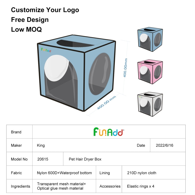 FUNADD Pet Bath Drying Box Portable Folding Dryer Cage, Suitable for Pets up to 5kg(Grey) by bashfashion