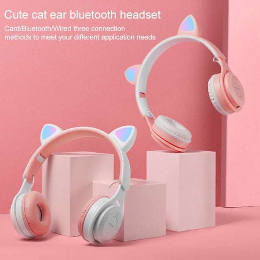 M6 Luminous Cat Ears Pure-color Foldable Bluetooth Headset with 3.5mm Jack & TF Card Slot (Blue) by bashfashion