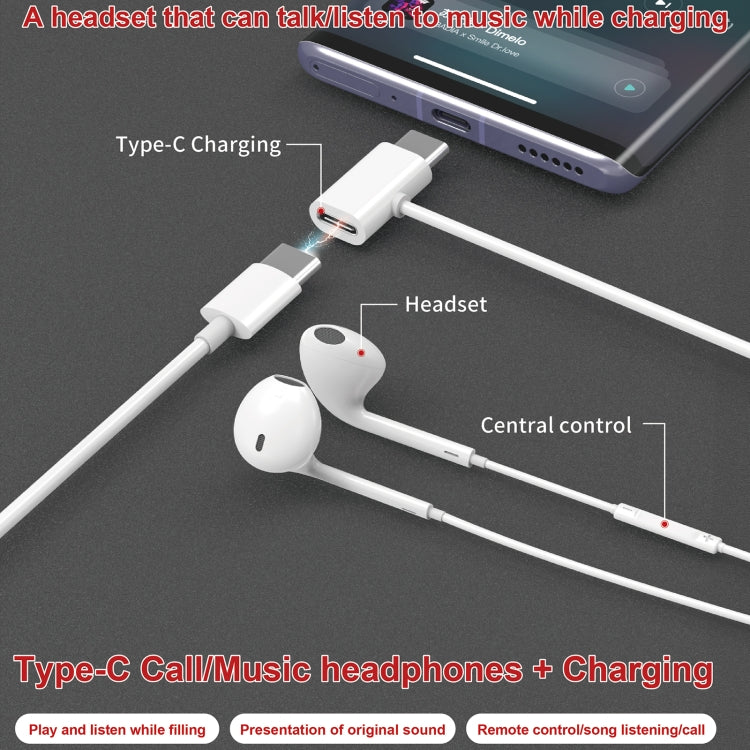 JBC-193 USB-C / Type-C Wired Control Earphone with USB-C / Type-C Interface Adapter, Support Charging / Calling by bashfashion