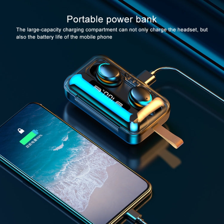 F9-5C Jerry Solution Touch Bluetooth Earphone with Magnetic Charging Box, Support Three-screen LED Power Display & Power Bank & Call & Siri & Hand Strap (Black) by bashfashion