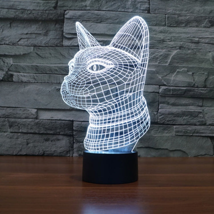 Side Face Cat Style 3D Touch Switch Control LED Light , 7 Color Discoloration Creative Visual Stereo Lamp Desk Lamp Night Light by bashfashion