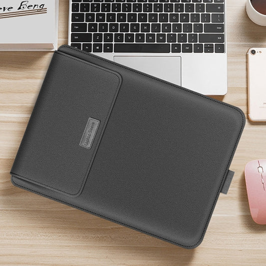 4 in 1 Universal Waterproof PU Leather Laptop Liner Bag with Handle & Stand & Pen Holder + 2 Winders + Mouse Bag + Charger Bag Set for 17 inch Laptops(Grey) by bashfashion