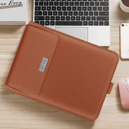 4 in 1 Universal Waterproof PU Leather Laptop Liner Bag with Handle & Stand & Pen Holder + 2 Winders + Mouse Bag + Charger Bag Set for 17 inch Laptops(Brown) by bashfashion