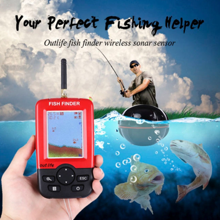 XJ-01 Wireless Fish Detector 125KHz Sonar Sensor 0.6-36m Depth Locator Fishes Finder with 2.4 inch LCD Screen & Antenna, Built-in Water Temperature Sensor by bashfashion