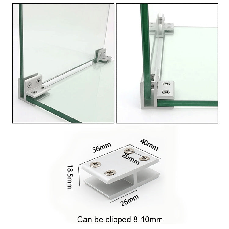 Aluminum Alloy Glass Combination Clamp Cabinet Partition Fixing Clip, 180 degrees Cliped 8-10mm by bashfashion