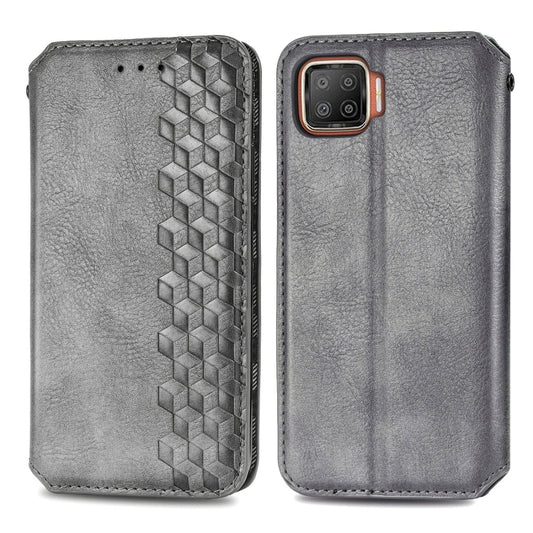 For OPPO F17 Cubic Grid Pressed Horizontal Flip Magnetic PU Leather Case with Holder & Card Slots & Wallet(Gray) by bashfashion
