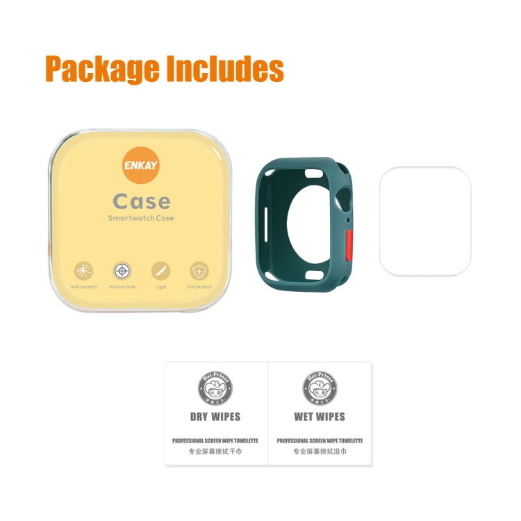 ENKAY TPU Case + Full Coverage PET Screen Protector For Apple Watch Series 9 / 8 / 7 45mm(Dark Blue) by ENKAY