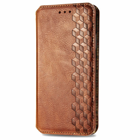 For Tecno Spark 20C 4G Cubic Grid Pressed Magnetic Leather Phone Case(Brown) by bashfashion