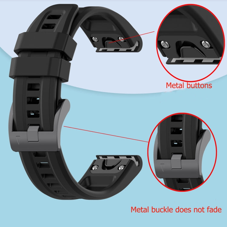 For Garmin Fenix 5 / Fenix 5 Plus Solid Color Black Buckle Silicone Quick Release Watch Band(Black) by bashfashion