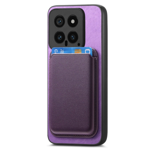 For Xiaomi 13T / 13T Pro Retro Magsafe Card Bag PU Back Cover Phone Case(Purple) by bashfashion