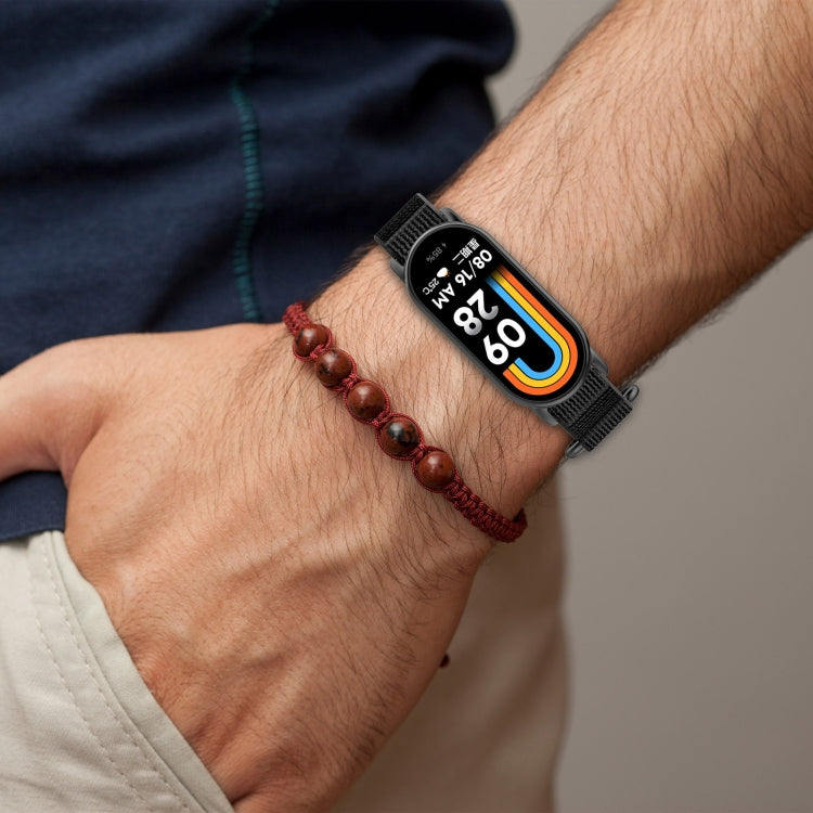 For Xiaomi Smart Band 9 / 9 NFC / 8 / 8 NFC Loop Nylon Hook and Loop Fastener Watch Band(Pink Purple) by bashfashion