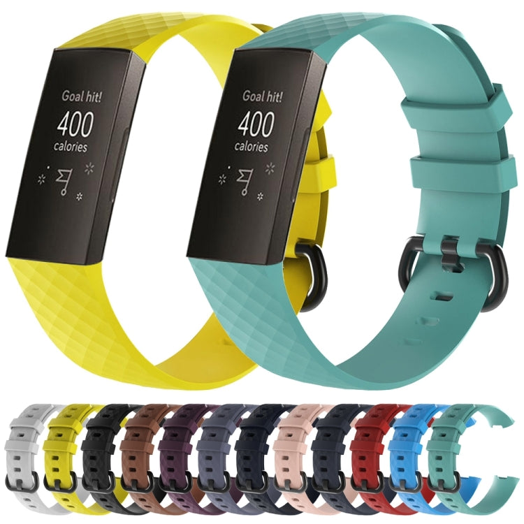 Diamond Pattern Silicone Watch Band for Fitbit Charge 3 Small Size:190*18mm(Black) by bashfashion