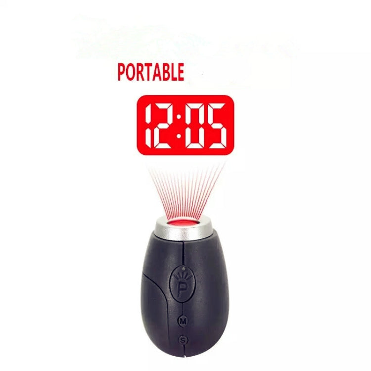 Portable Digital Projection Alarm Clock Mini Projector LED Clock Carry Time Flashlight Clock with Hanging Rope(Black) by bashfashion