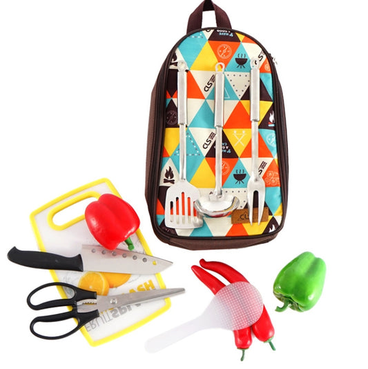 CLS 7-In-1 Outdoor 201 Stainless Steel Cookware Set Picnic Kitchenware Portable Handbag Picnic Bag(Triangle Pattern) by bashfashion