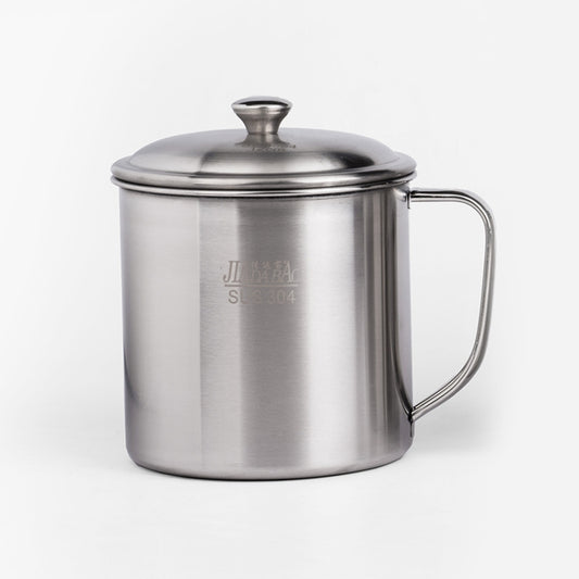 5 PCS Extra Thick 304 Stainless Steel Cup Children's Mouth Cup with Handle Cover Household adult Drinking Water Cup 12cm with cover by bashfashion