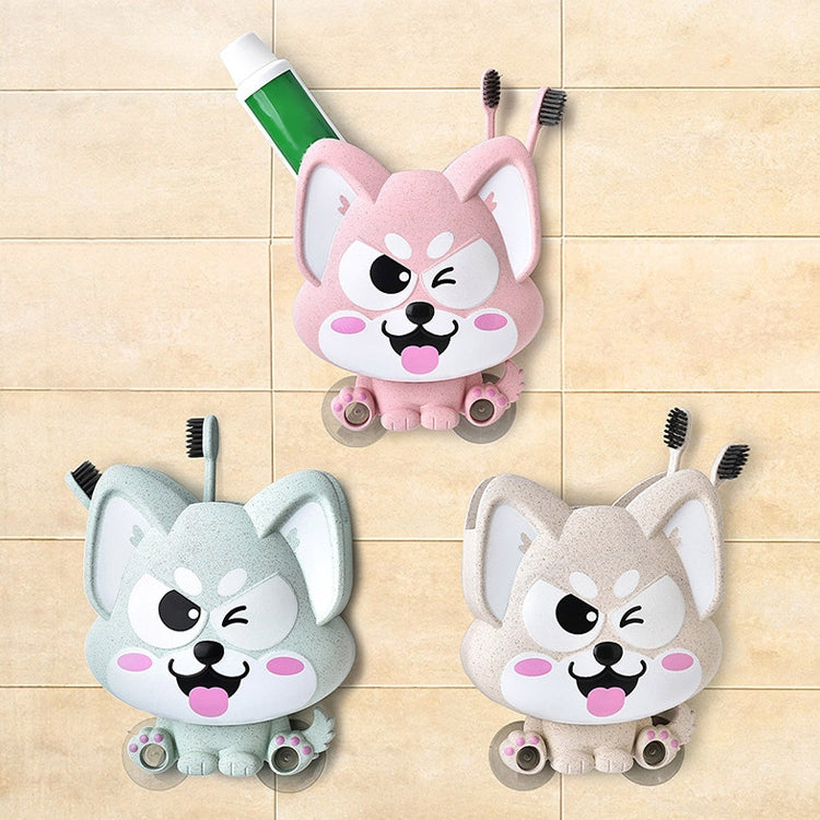 Cartoon Dog Suction Wall Toothbrush Toothpaste Shelf, Size:16x14x5cm(Beige) by bashfashion