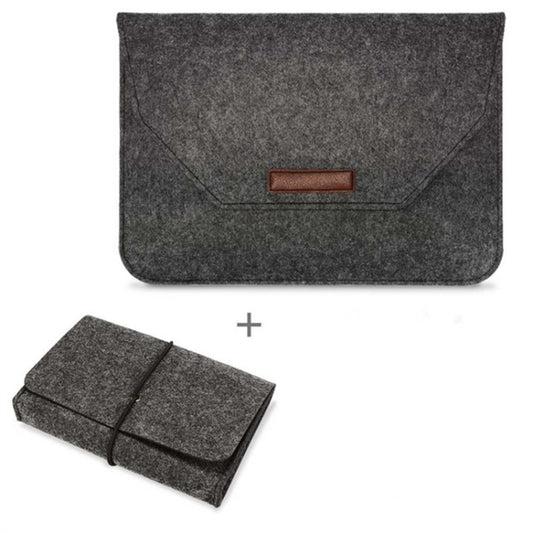 Portable Air Permeable Felt Sleeve Bag for MacBook Laptop, with Power Storage Bag, Size:12 inch(Black) by bashfashion