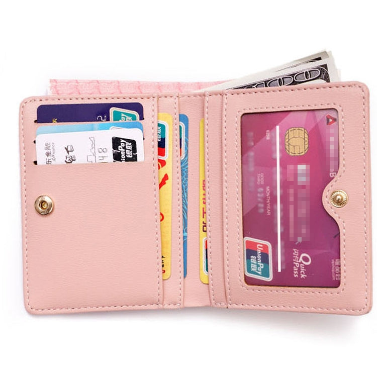 BATSIOE Short Type Ladies Wallet Small Fresh Two-Fold Student Bag Simple Multi-Card Coin Purse(Lotus Pink) by BATSIOE
