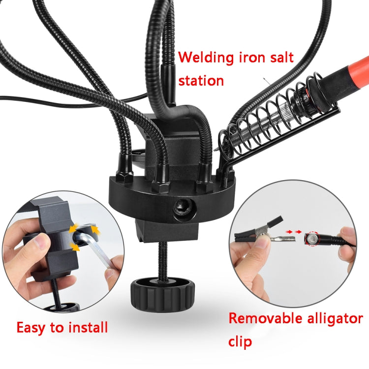 LED Lamp Magnifying Glass 360-Degree Adjustable Welding Table(T-SS5L-BK9) by bashfashion
