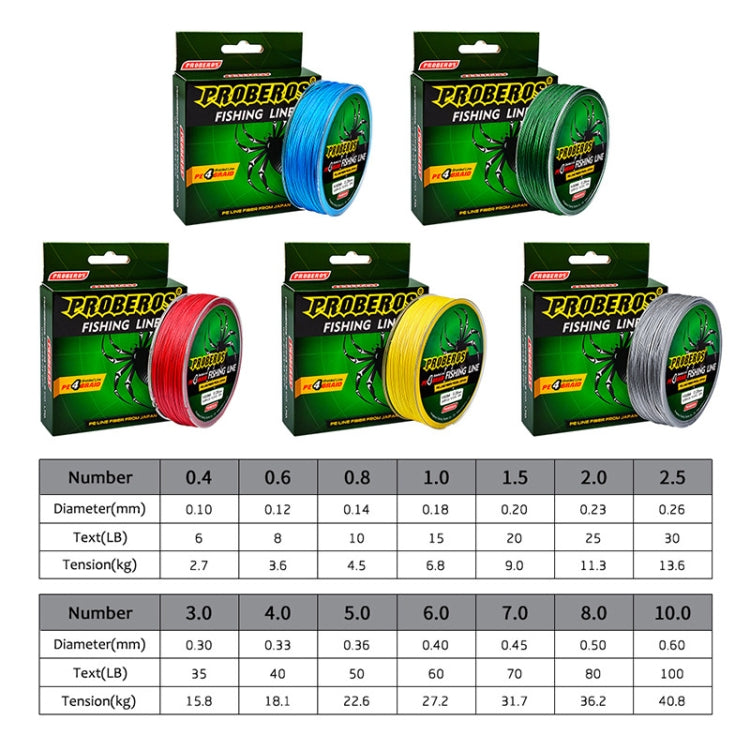 2 PCS PROBEROS 4 Edited 100M Strong Horse Fish Line, Line number: 2.5 / 30LB(Green) by PROBEROS