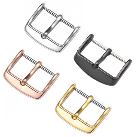 5pcs IP Plated Stainless Steel Pin Buckle Watch Accessories, Color: Gold 22mm by bashfashion