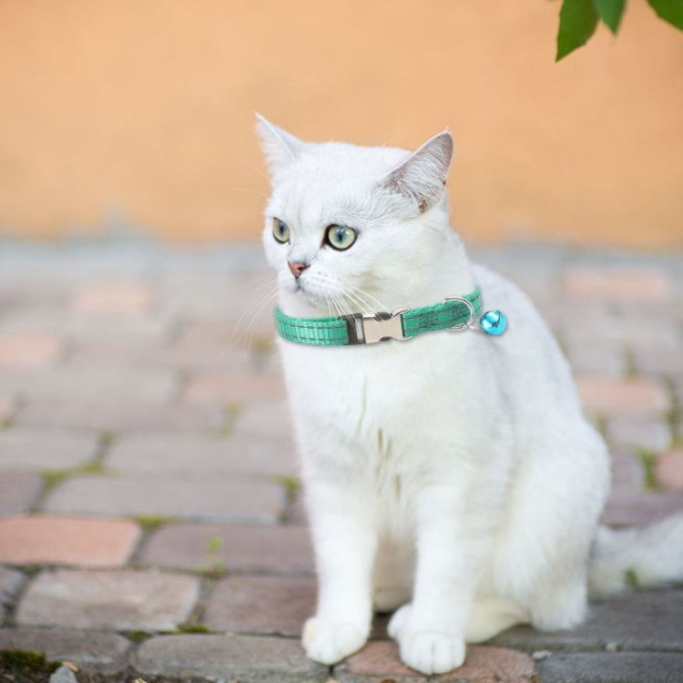 2 PCS Night Reflective Nylon Cat Collar With Bell, Size: XS 1.0x19-30cm(No Carving Sky Blue) by bashfashion