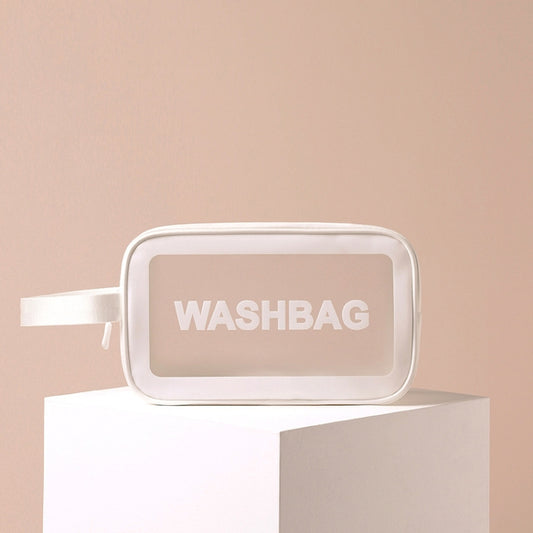 2 PCS Frosted Translucent Waterproof Storage Bag Cosmetic Bag Swimming Bag Wash Bag White M by bashfashion