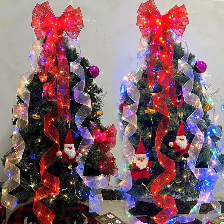 Christmas Ornament Double Light Board Yarn Ribbon String Lights, Specification: 20m(Silver Color Light) by bashfashion