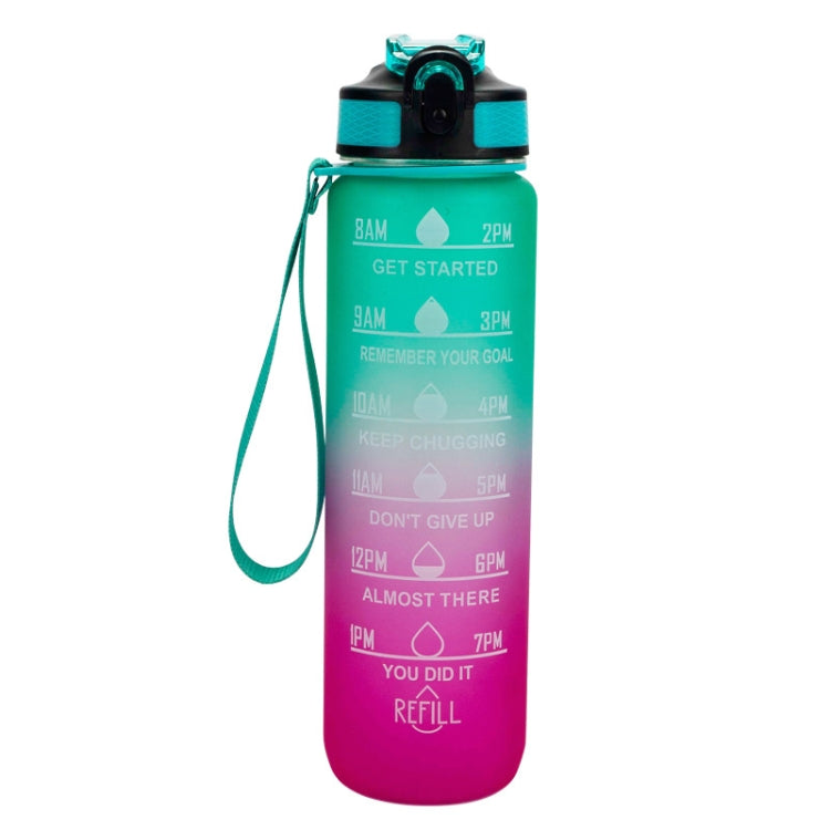 1000ml Gradient Space Cup Sports Bottle Bounce Lid Straw Cup(Green and Red Gradient) by bashfashion